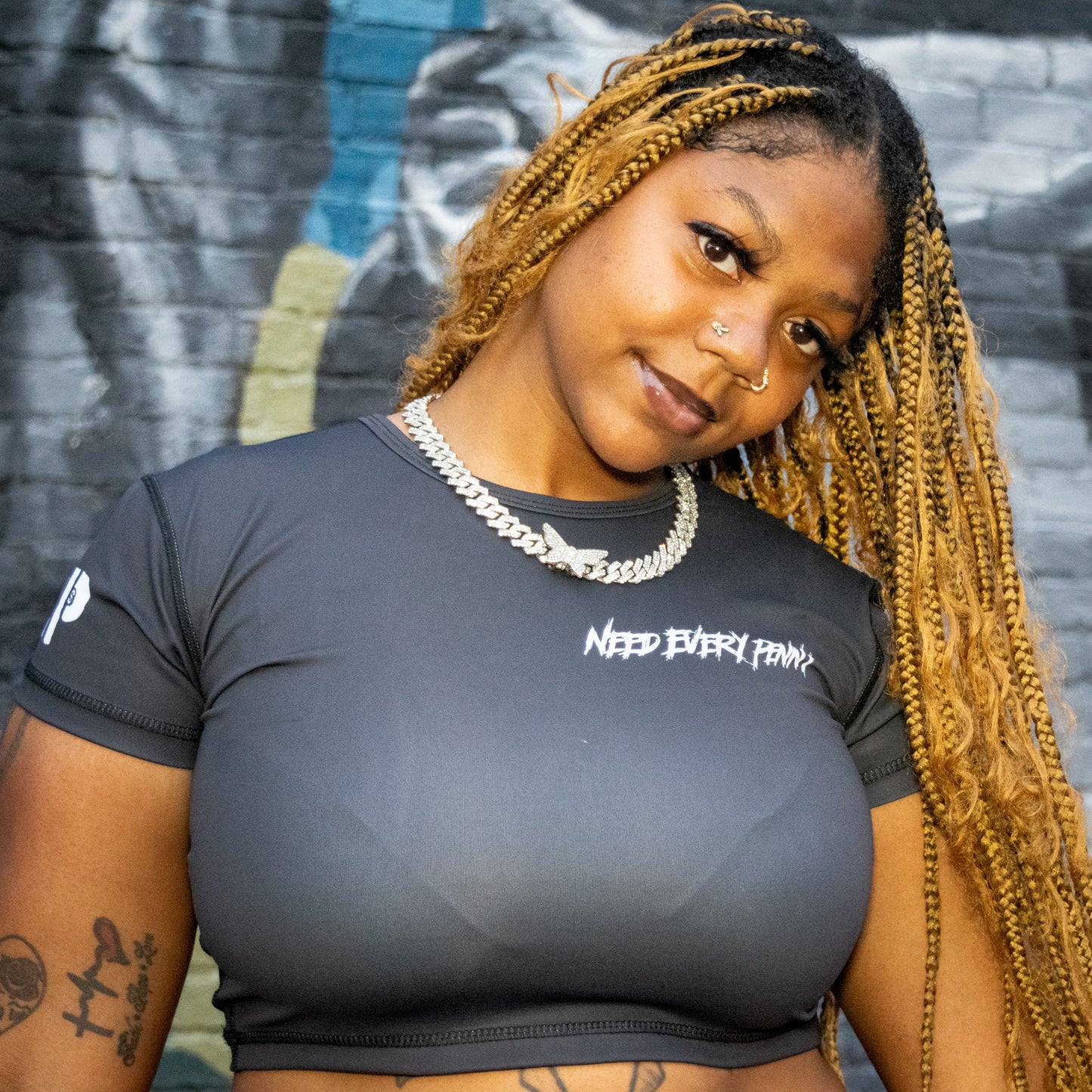 Black Need Every Penny Crop Top Set
